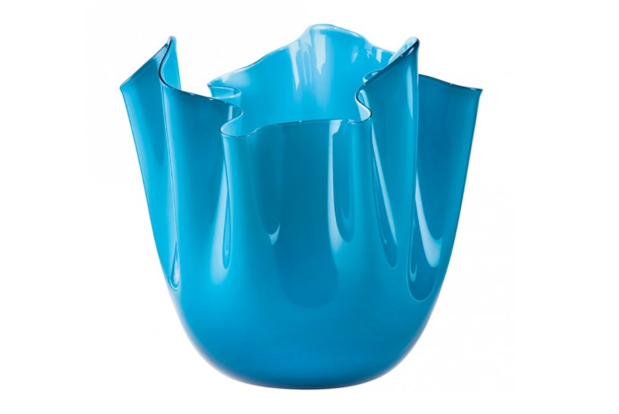 Vase Fazzoletto Murano glass opalino aquamarine Venini