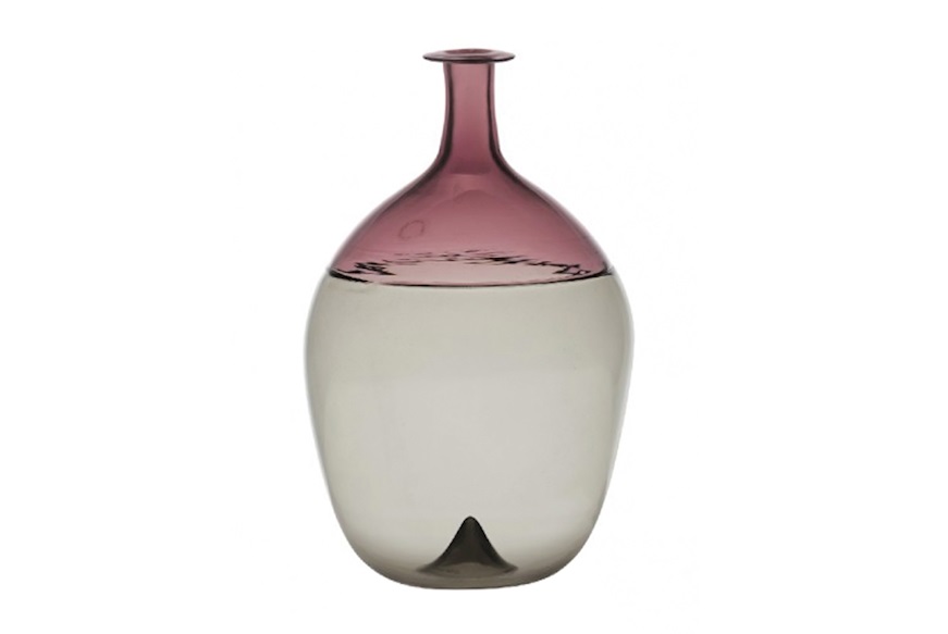 Vaso Bolle vetro di Murano colore ametista e talpa Venini