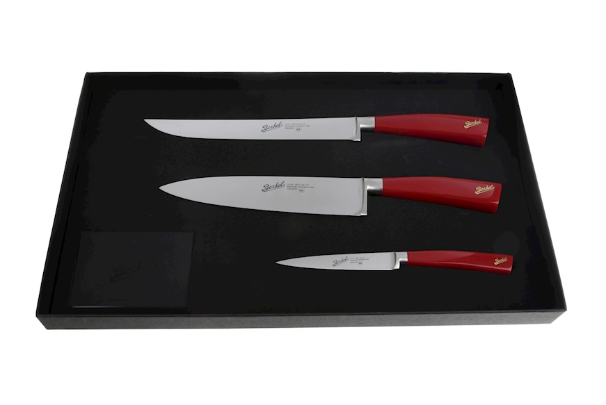 Set Chef 3 pezzi Elegance acciaio con manico rosso Berkel