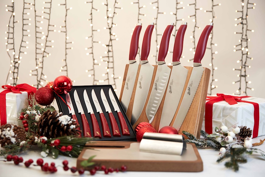 Set 6 pezzi coltelli bistecca Elegance acciaio con manico rosso Berkel