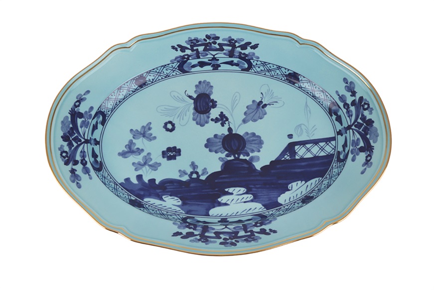 Oval tray Oriente Italiano Iris porcelain Richard Ginori