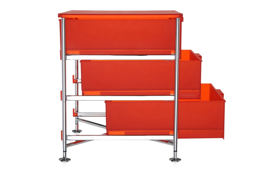 Container Mobil steel three drawers orange Kartell