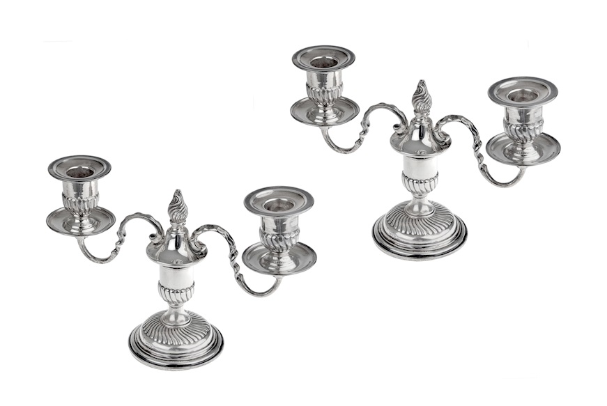 Coppia di candelieri argento Londra (GB) 1889-1890 e 1891-1892 Selezione Zanolli