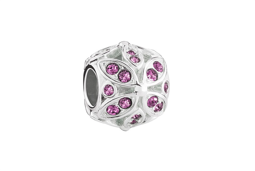 Charm Floral Color Accent silver with amethyst crystals Chamilia