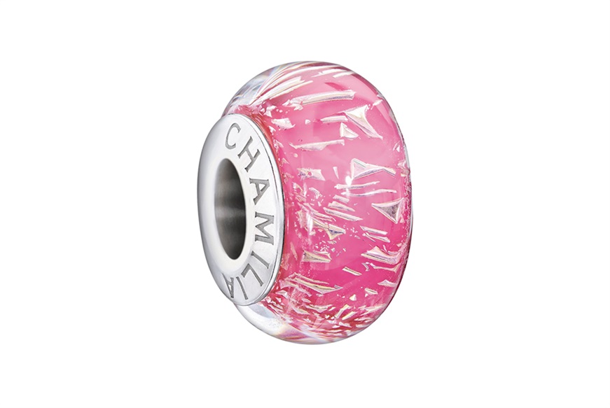 Charm Colori argento Murano glitter rosa Chamilia