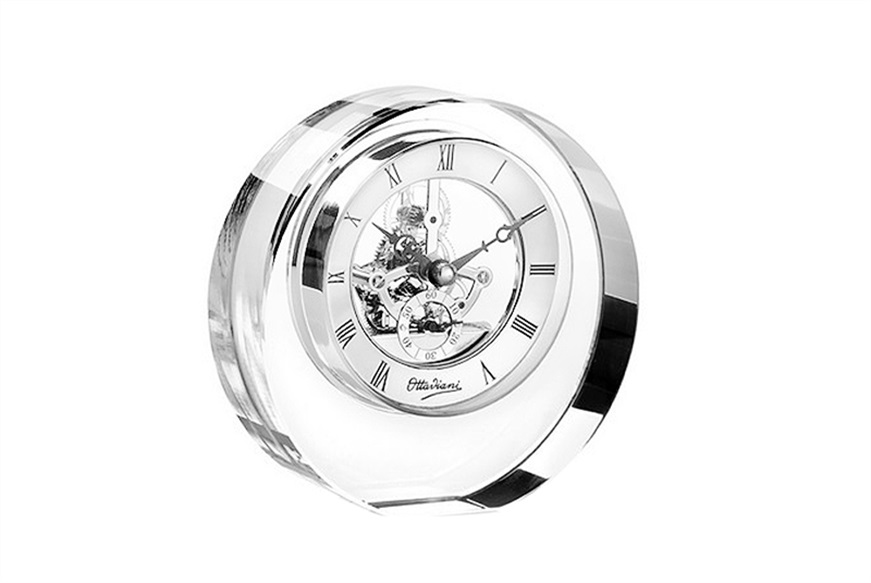 Table clock crystal with visible movement Ottaviani