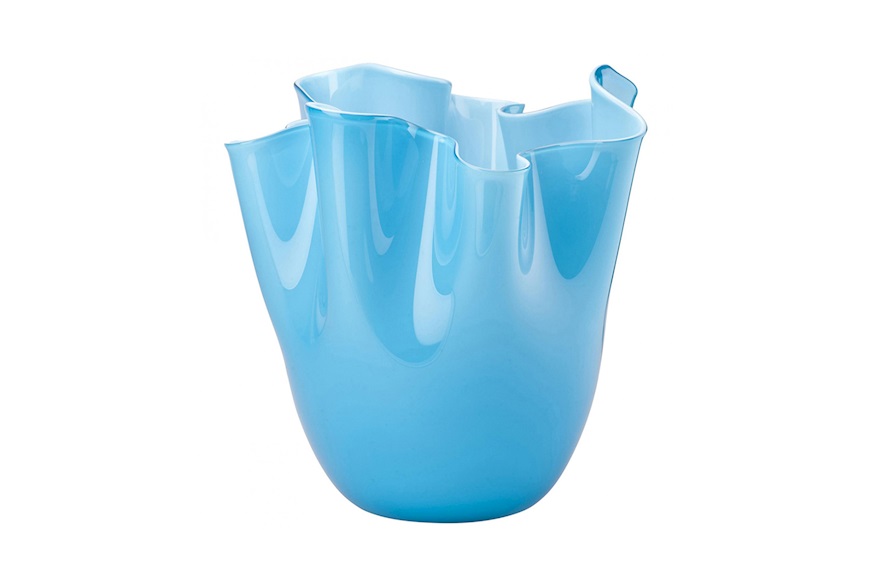 Vase Fazzoletto Murano glass opalino aquamarine Venini