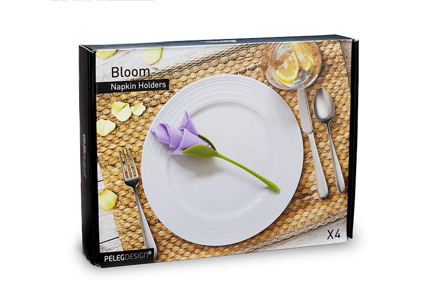 Portatovaglioli Bloom 4 pezzi verde Trading group