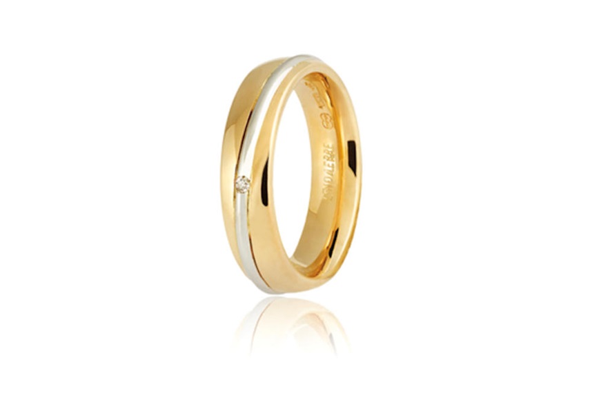 Wedding ring Saturno gold 750‰ yellow and white gold with diamond Unoaerre