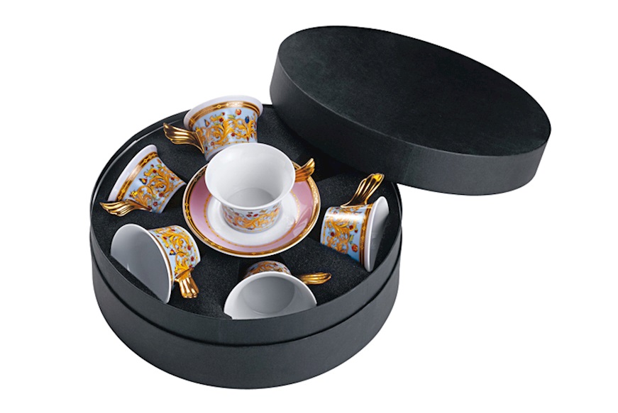 Tea cups set Le Jardin porcelain with saucer 6 pieces Versace