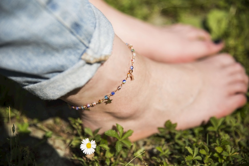 Anklet silver with blue multicolor crystals and stars Selezione Zanolli