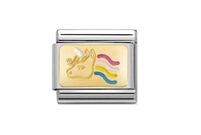 Unicorno Composable acciaio oro e smalto