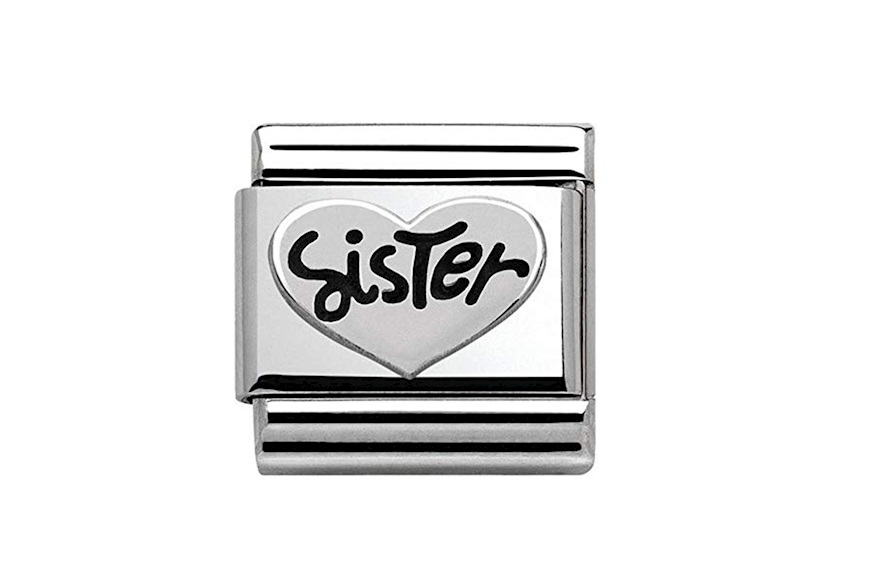 Cuore Sister Composable acciaio e argento Nomination