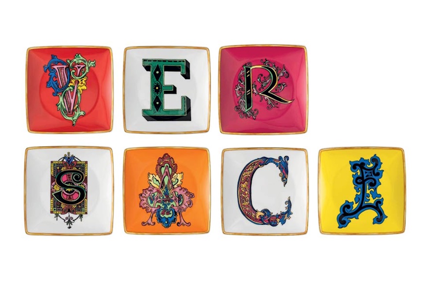 Piattino Holiday Alphabet porcellana lettera A Versace