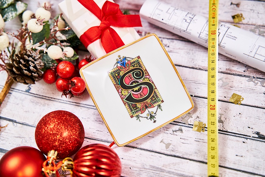 Piattino Holiday Alphabet porcellana lettera S Versace