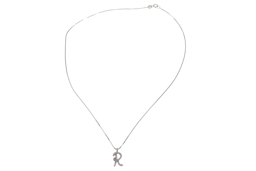 Necklace gold 750‰ R letter pendant with diamonds Selezione Zanolli