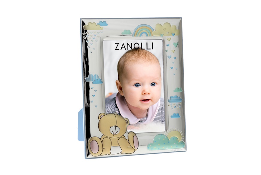 Picture frame Forever Friends pvd Silver teddy bear and clouds for boy Selezione Zanolli