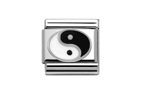 Yin Yang Composable acciaio argento e smalto