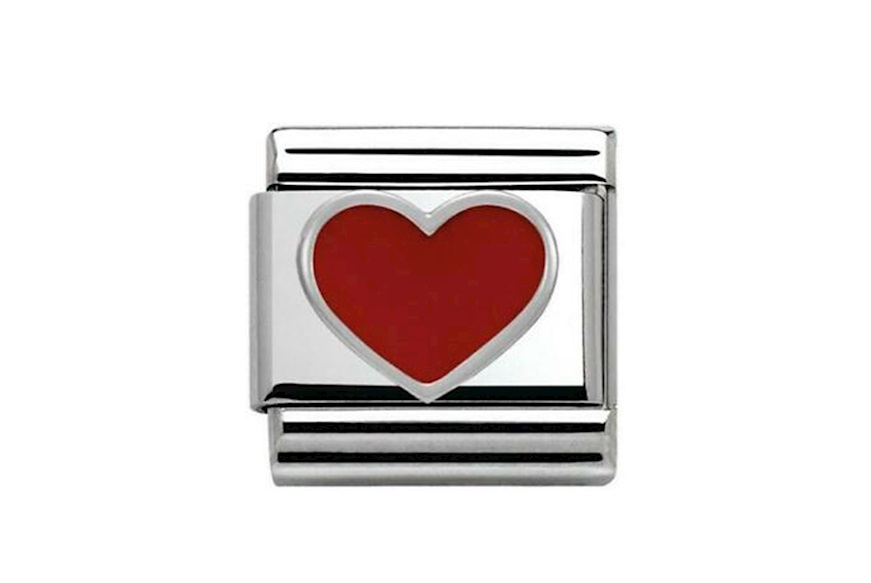Red Heart Composable steel silver and enamel Nomination