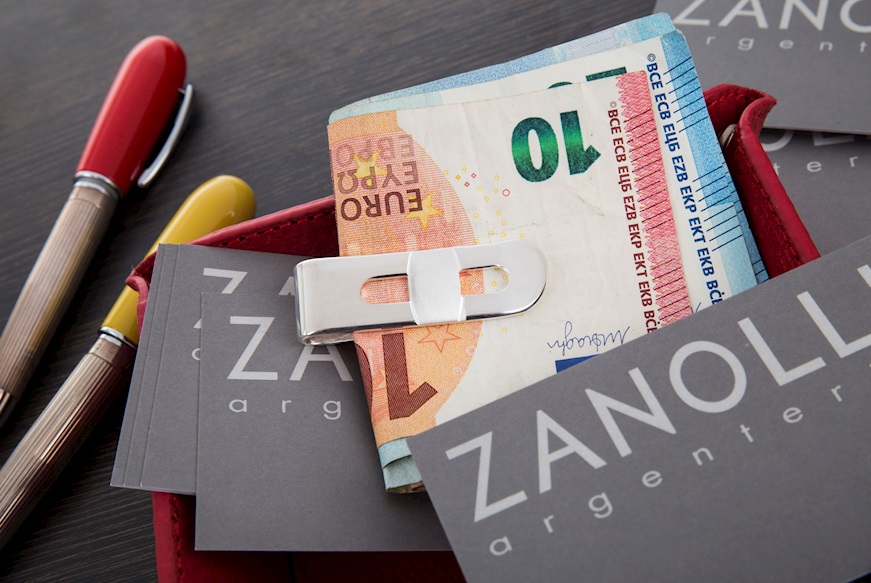 Money clip silver with horizontal satin band Selezione Zanolli