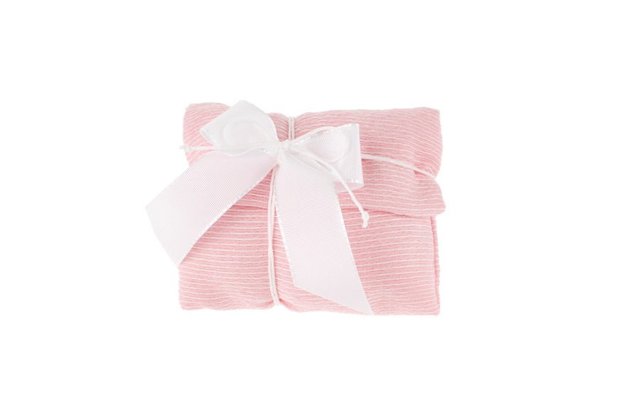 Busta Portaconfetti di lino rosa con fiocco bianco Selezione Zanolli