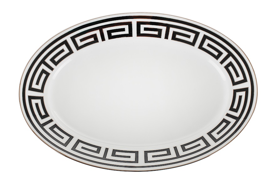 Oval tray Labirinto Nero porcelain Richard Ginori