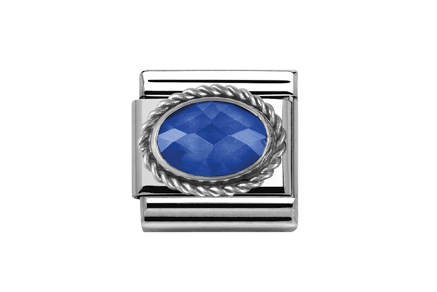 Zircone Blu Composable acciaio argento e zirconi Nomination
