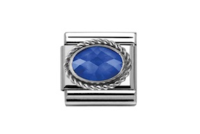 Zircone Blu Composable acciaio argento e zirconi