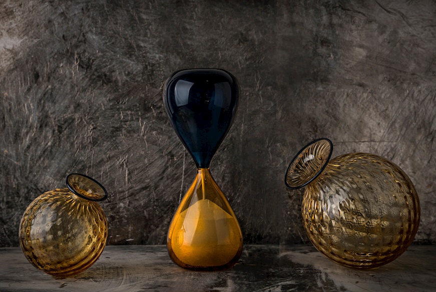 Clessidra Murano glass amber and horizon Venini