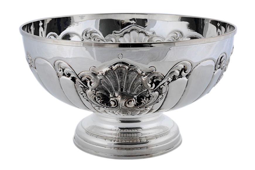 Round stand bowl silver shell embossing Selezione Zanolli