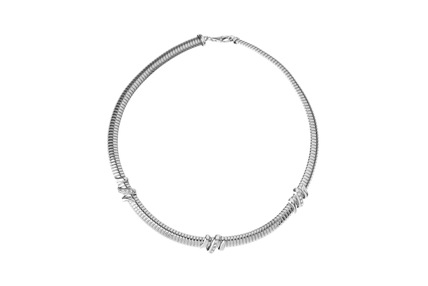 Necklace silver tubogas with white crystals Selezione Zanolli