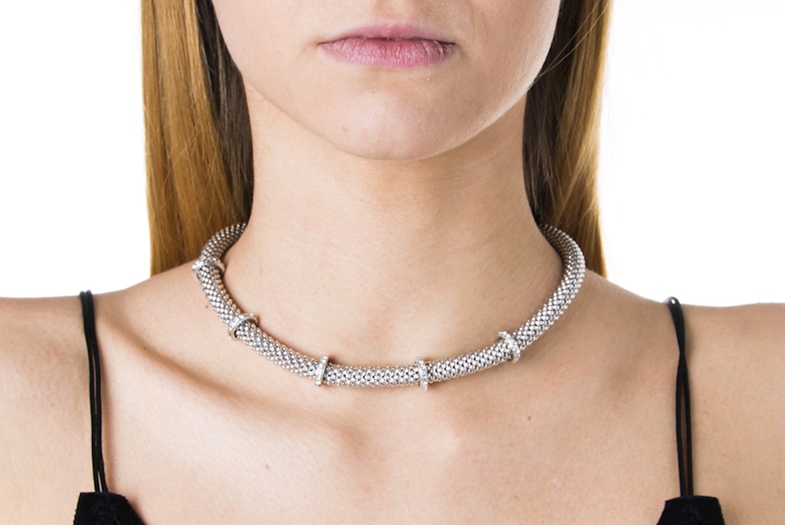 Necklace silver 5 segments with white zircon Selezione Zanolli