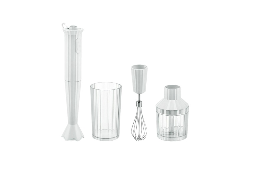 Hand blender set Plissè white with whisk and chopper Alessi