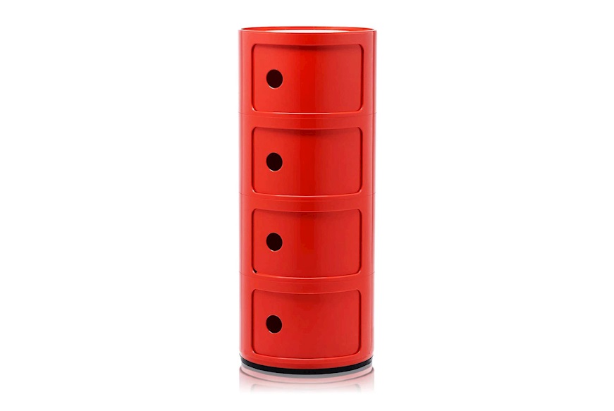 Cassettiera Componibile a quattro elementi colore rosso Kartell