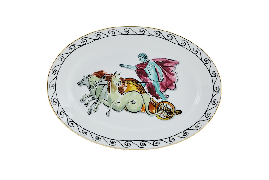 Oval tray Il viaggio di Nettuno porcelain chariot white Richard Ginori