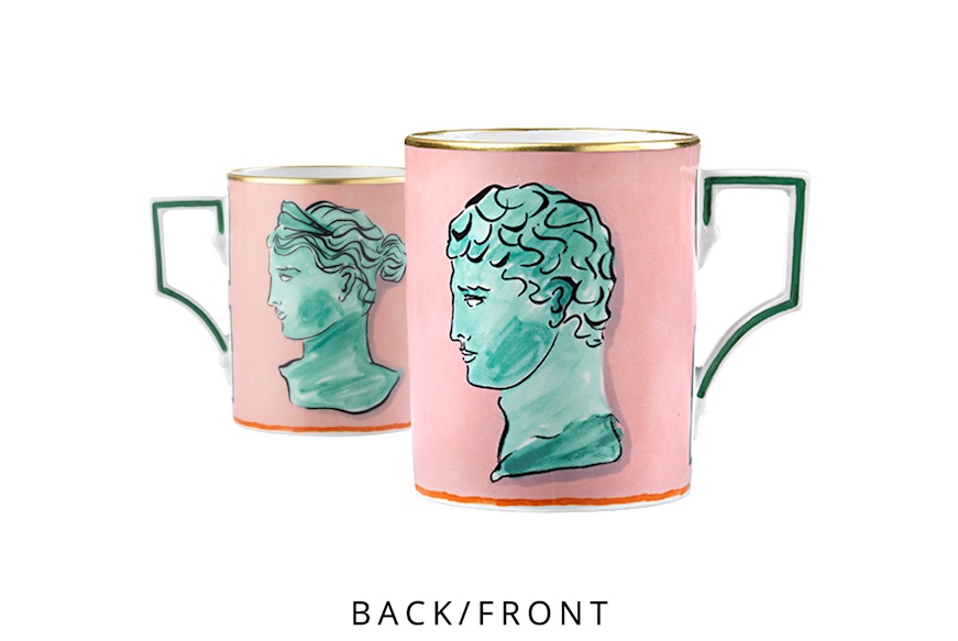 Mug Il viaggio di Nettuno porcellana rosa Richard Ginori