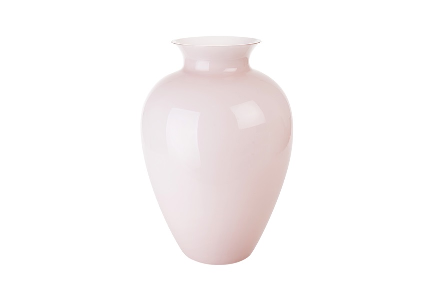Vaso Labuan vetro di Murano colore rosa cipria e lattimo Venini