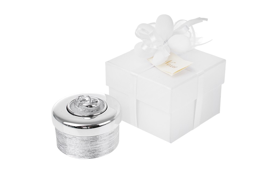 Box with silver wedding rings and sugared almonds Selezione Zanolli