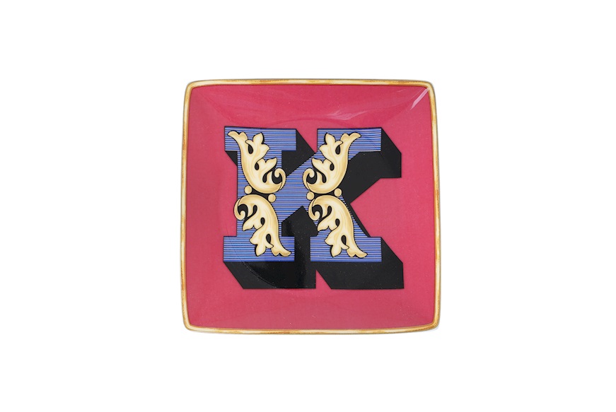 Plate Holiday Alphabet porcelain letter K Versace
