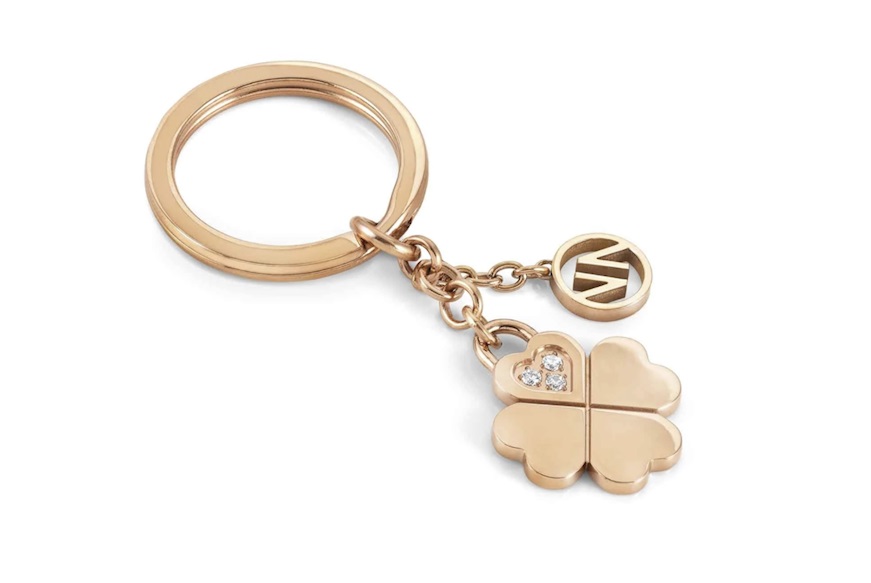 Keyrings Quatrefoil steel with rosè PVD coating Nomination