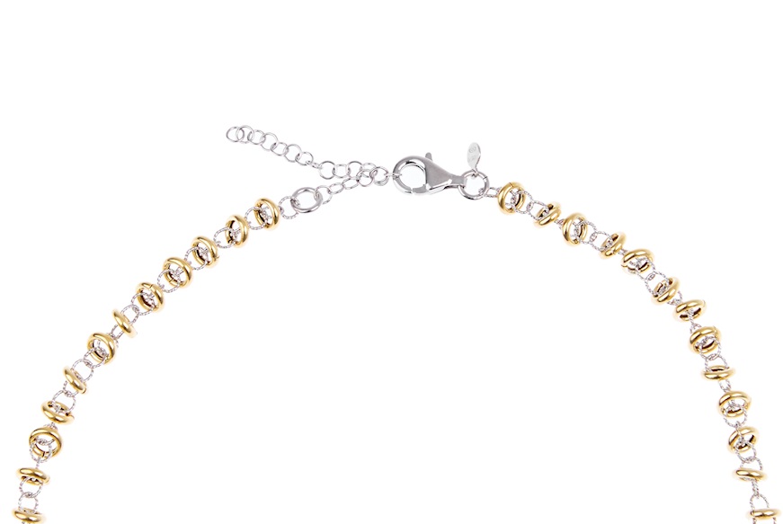 Collana argento con anelli dorati e diamantati Selezione Zanolli