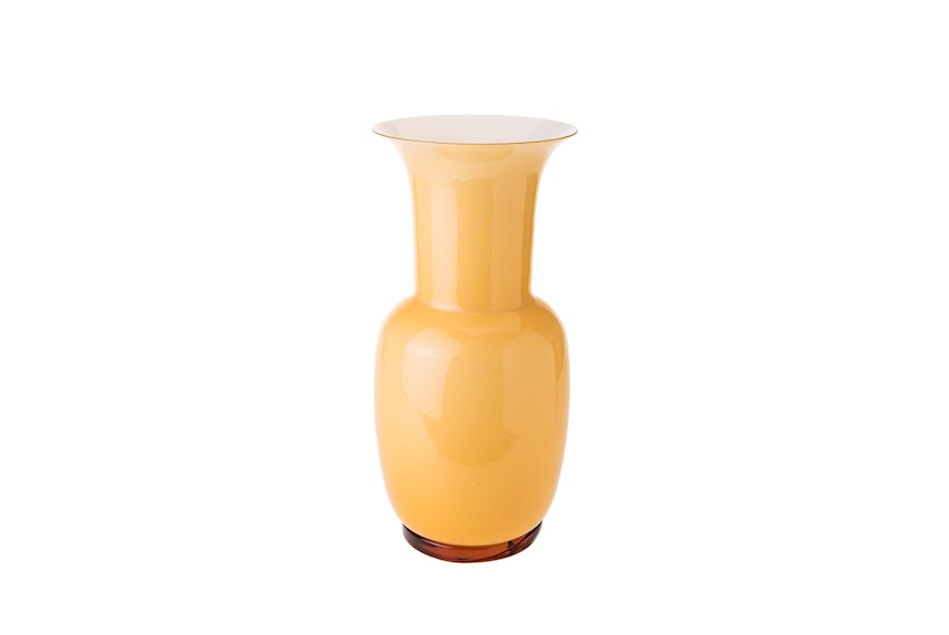 Vase Opalino Murano glass amber and milk white Venini