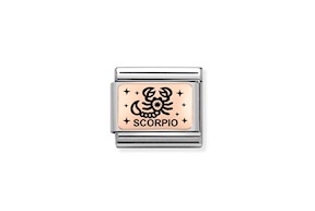 Scorpione Composable acciaio oro rosa 375 e smalto nero