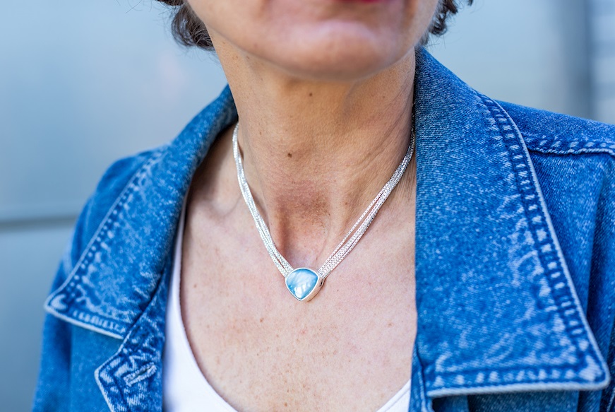 Necklace Riviera silver with blue mother of pearl Selezione Zanolli