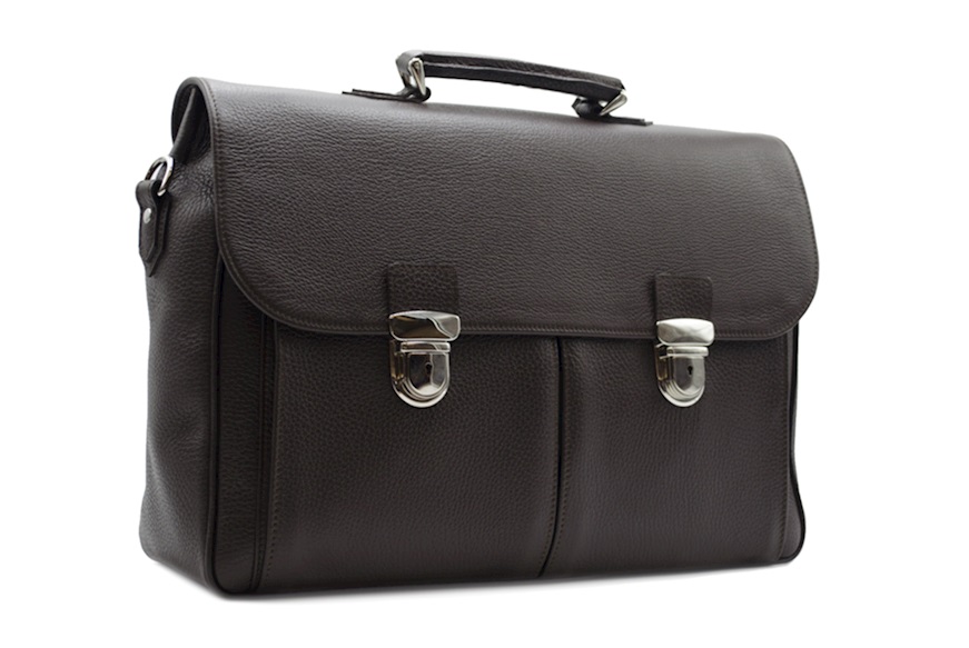Briefcase Job leather brown with two pockets Selezione Zanolli