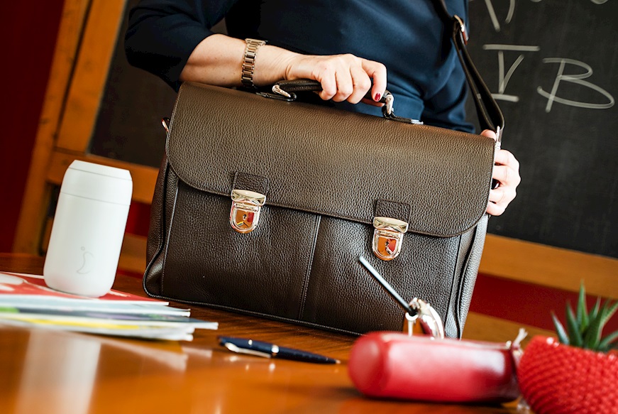 Briefcase Job leather brown with two pockets Selezione Zanolli
