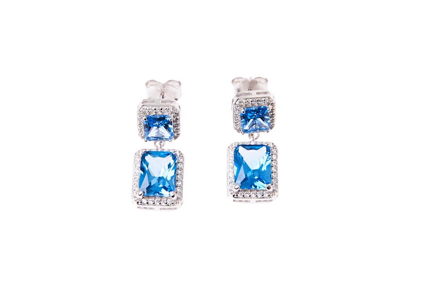 Earrings Luce silver with cubic zirconia and aquamarine zircon Sovrani