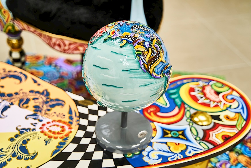 Mappamondo Globe dipinto a mano Tom's Drag