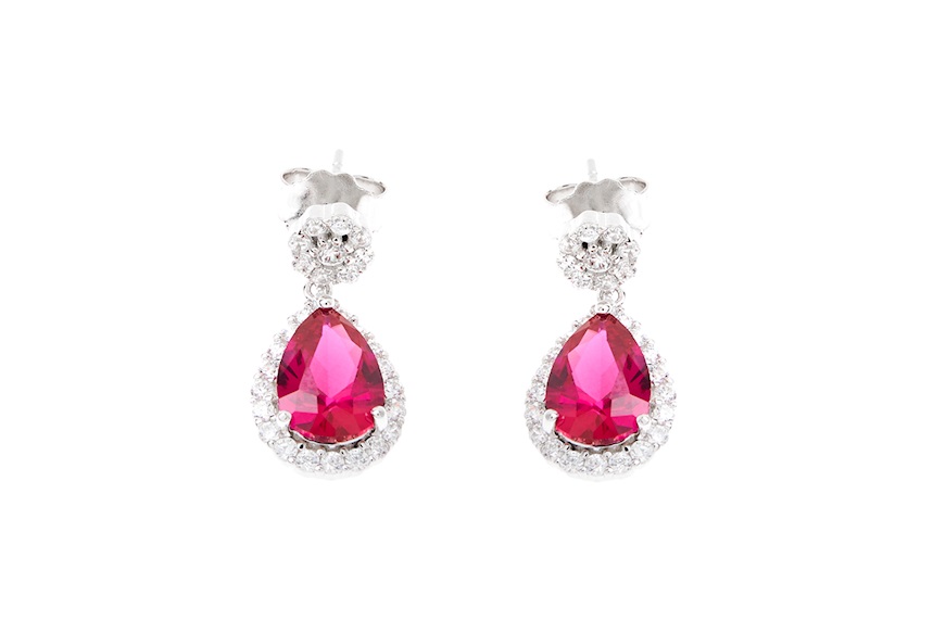 Earrings Luce silver with cubic zirconia and ruby zircon Sovrani