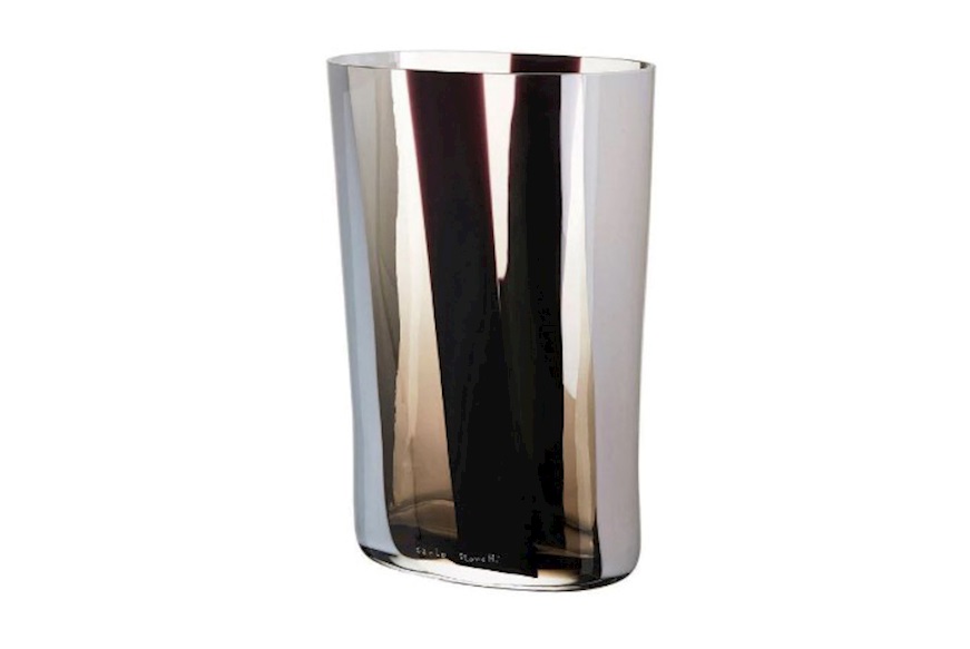 Vaso Ovale vetro di Murano latte nero grigio Carlo Moretti